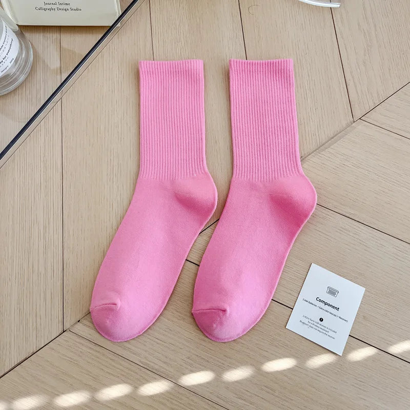 Japanese Fashion Sports Socks – Unisex Cotton Street Style Crew Socks for Autumn & Winter