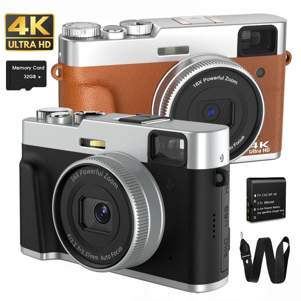 4K 48MP Auto Focus Vlogging Camera with Flash & Viewfinder – YouTube Video Camera with Anti-Shake & Dial Control