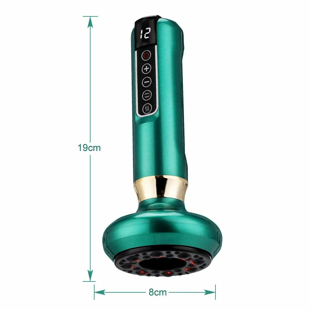 Electric Cupping Massager 6/12 Gear Vacuum Gua Sha Device – Anti-Cellulite Suction Heat Therapy Body Slimming Tool