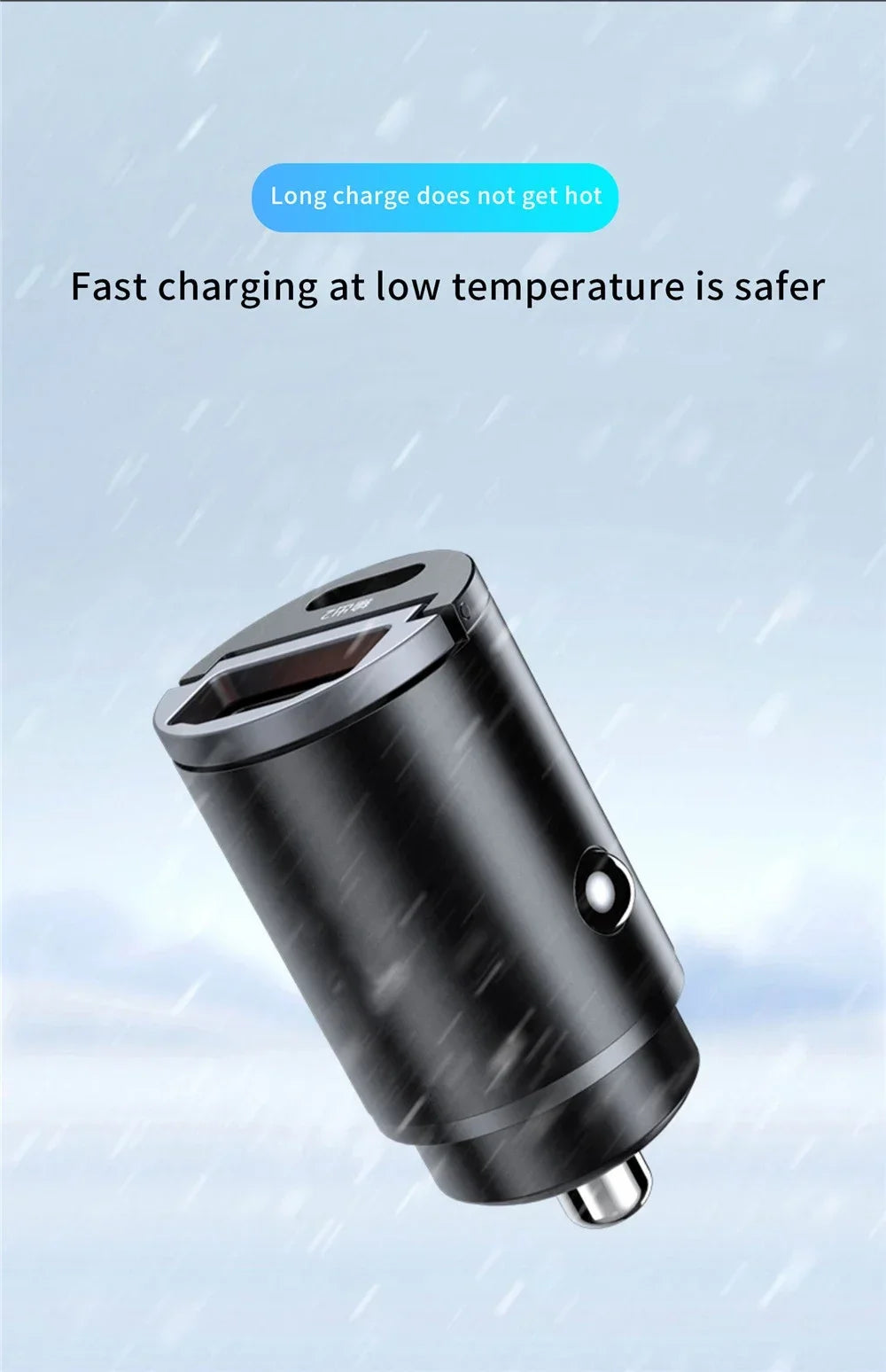 Mini 100W PD QC Fast Charging Car Charger – USB-C Pull Ring Adapter for iPhone, Samsung, Xiaomi & Huawei