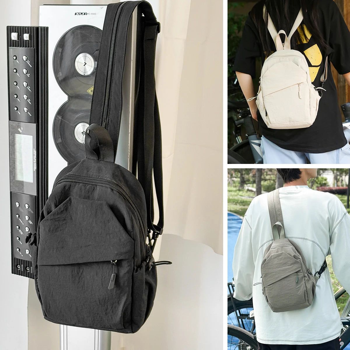 Crossbody Bag Men's Single Shoulder Small Backpack Chest Bag Women's Cycling Sports Mountain Climbing Boys Tablet Lightweight Mo