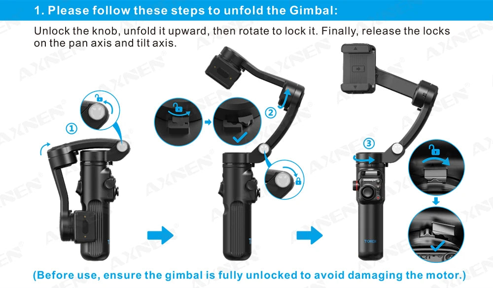3-Axis Handheld Gimbal Stabilizer for Smartphone – Anti-Shake Video Tripod with Selfie Mode for iPhone & Xiaomi