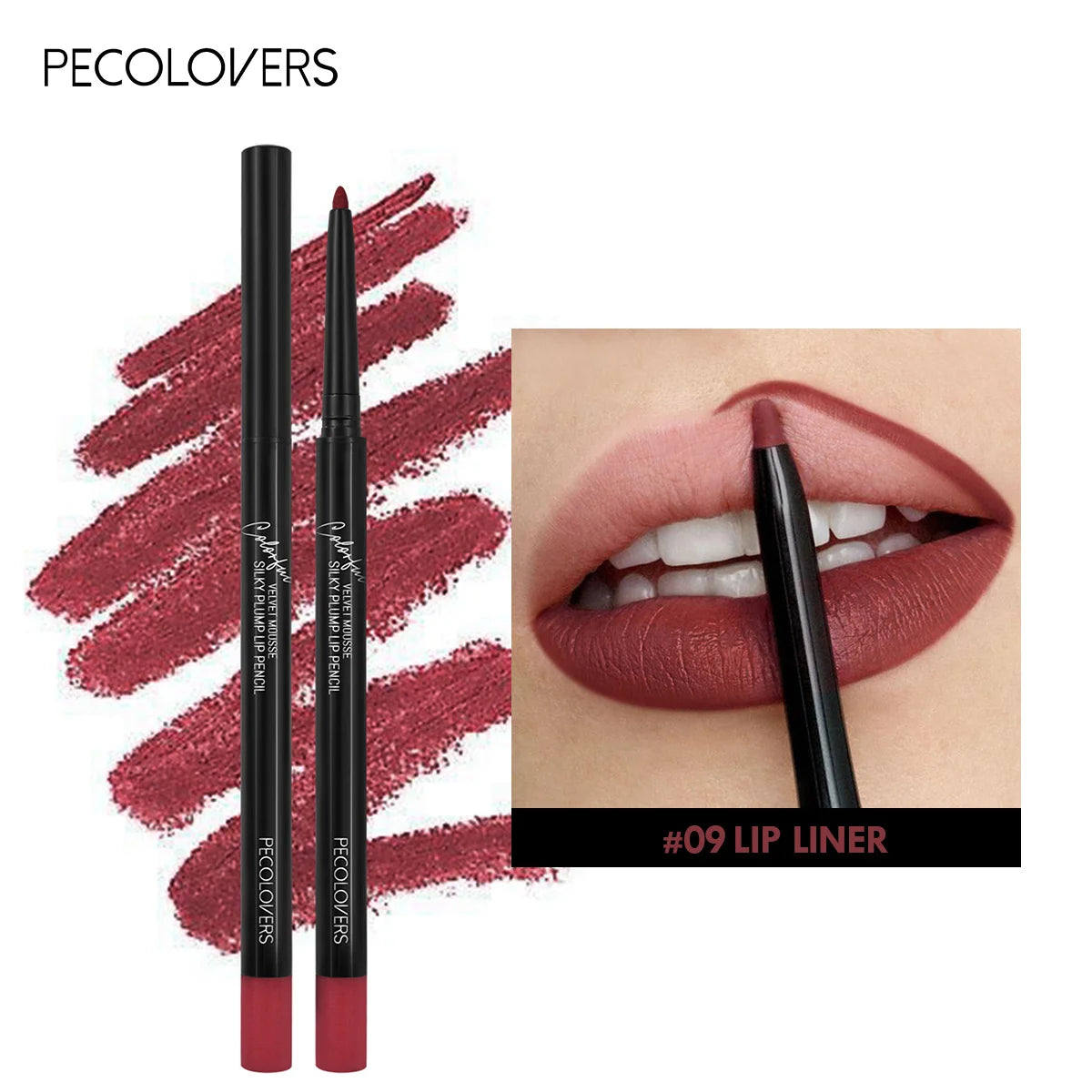 Waterproof Matte Lipliner Pencil – Red Contour Lipstick, Long-Lasting, Non-Stick & Moisturizing (12 Colors)