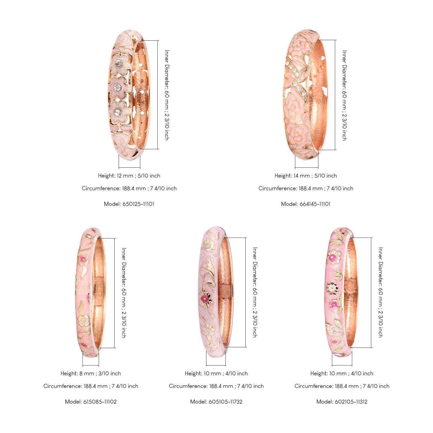 Pink Enamel Hollow Bangle – Women’s Alloy Cloisonné Bracelet Fashion Jewelry