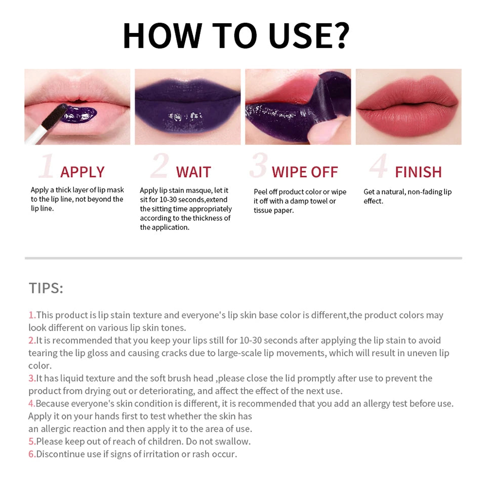 Long Lasting Korean Matte Lip Ink – Waterproof Peel Off Lip Tint, Liquid Lipstick