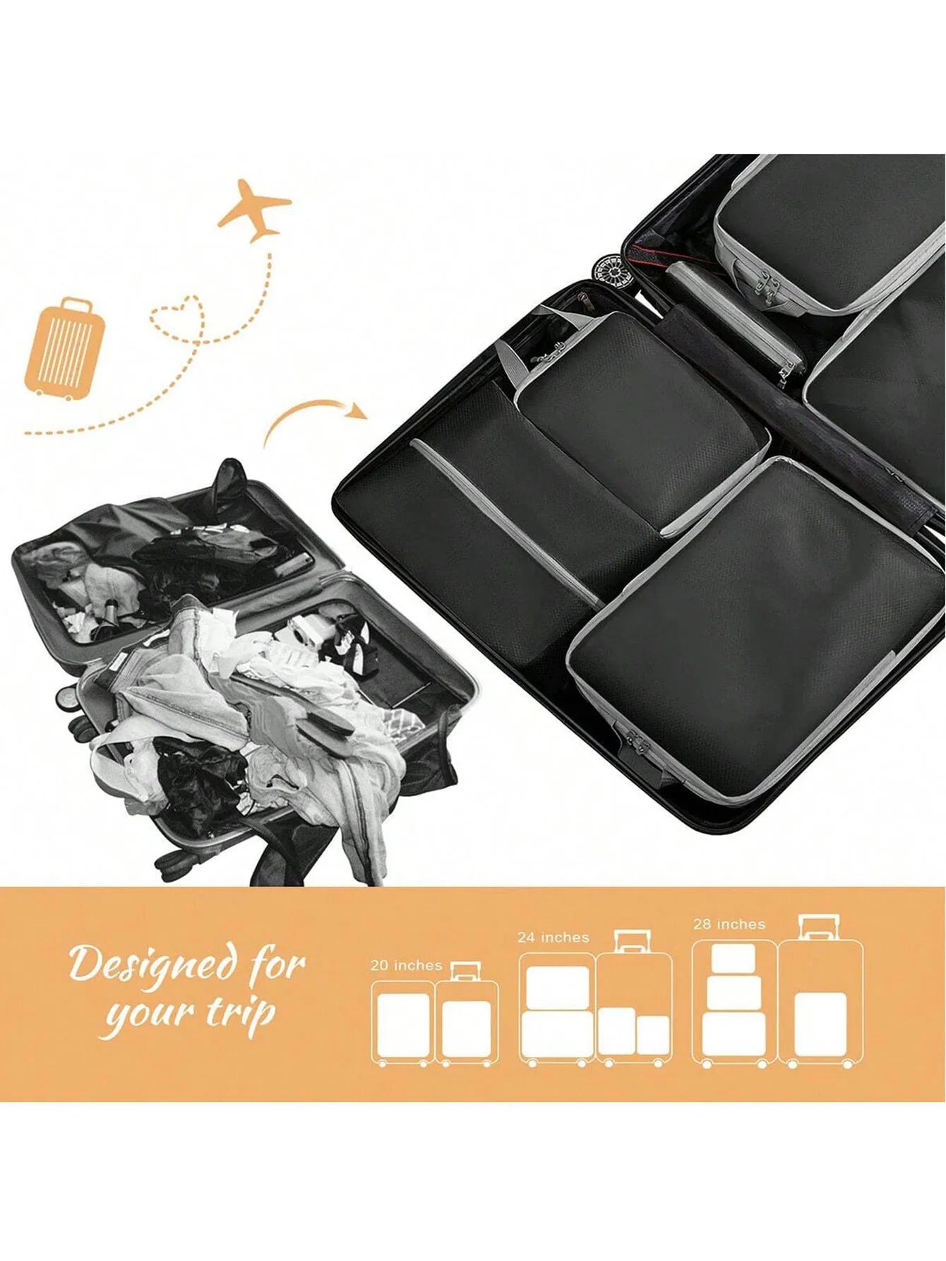 Set/8 pcs Compressible Packing Travel Storage Bag Cubes Waterproof Suitcase Nylon Portable With Handbag Luggage Organizer Ryanai