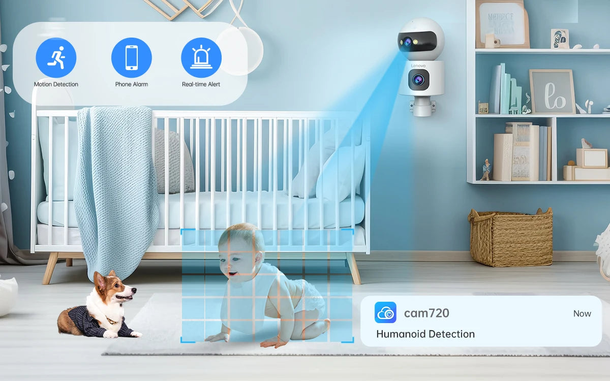 Lenovo 4K Dual-Lens IP Camera 5G WiFi Smart Home Security Baby Monitor with Auto Tracking