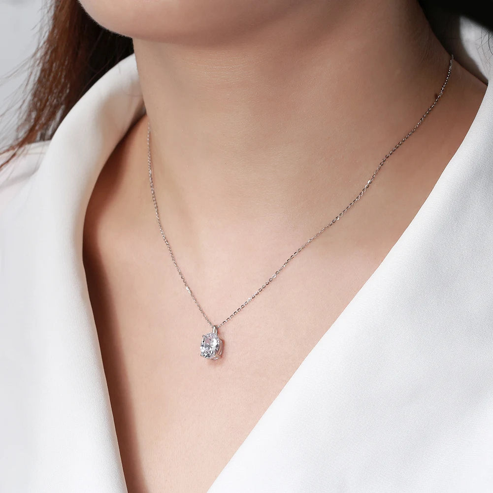ORSA JEWELS 925 Sterling Silver Solitaire Cubic Zirconia Pendant Necklace – Classic Dainty Jewelry for Women