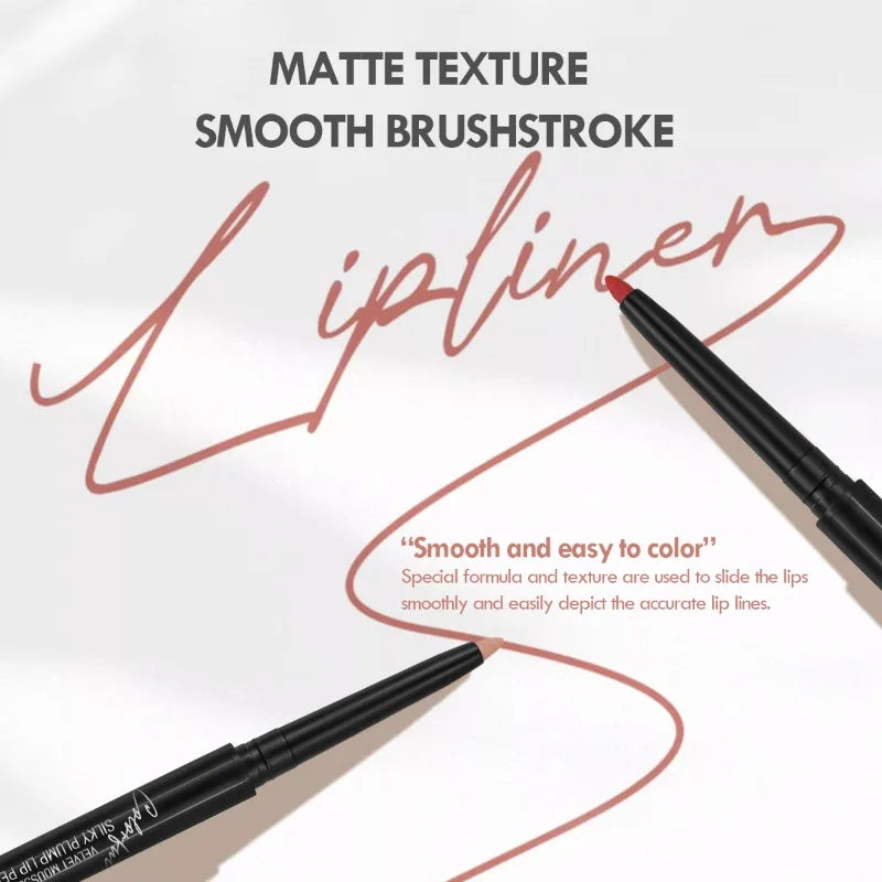 Waterproof Matte Lipliner Pencil – Red Contour Lipstick, Long-Lasting, Non-Stick & Moisturizing (12 Colors)