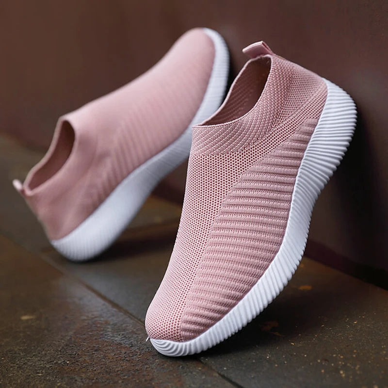 New Pink Women’s Sneakers – Comfortable Breathable Slip-On Casual Flats