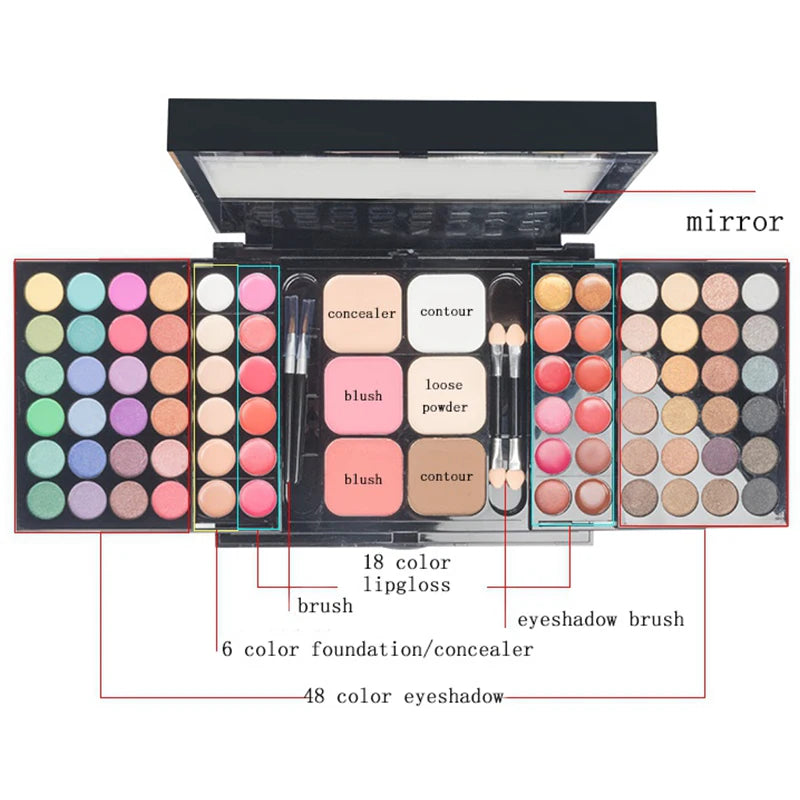 40/74/78 Color Eyeshadow Palette – Matte & Pearlescent Glitter Waterproof Makeup