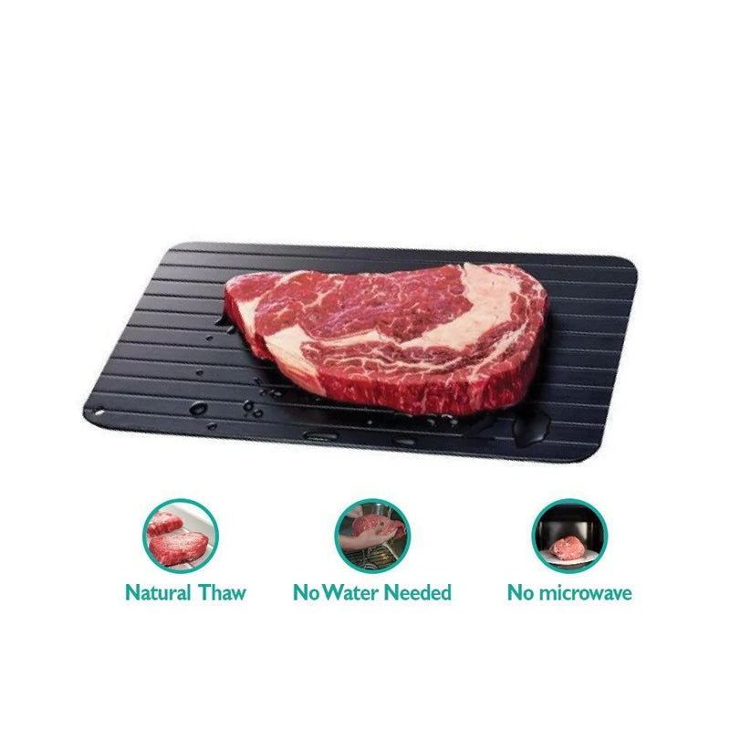 LMETJMA Fast Defrosting Tray – Aluminium Meat & Fish Thawing Tool