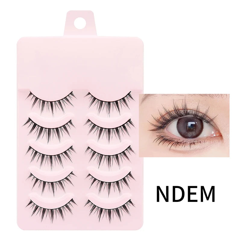 DINGSEN Anime Fake Eyelashes – 5 Pairs Natural Manga Lashes with Clear Band