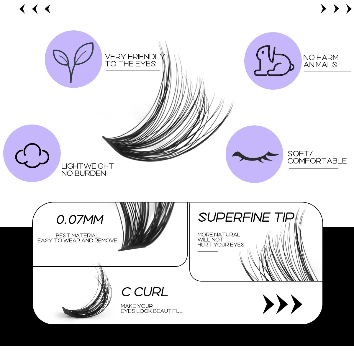 GROINNEYA DIY Lash Extension Kit – Individual Cluster Mix Lashes with Bond & Seal for At-Home Use