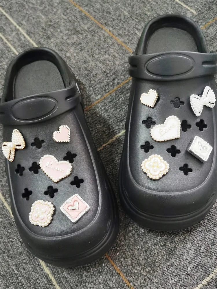 5PCS ABS Shoe Charms Buckles DIY Rhinestone Bowtie Clog Parts Decoration Garden Shoes Accessories For Women Birthday Party Gifts