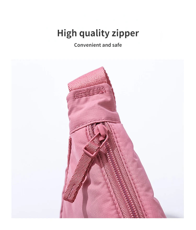 Solid Color Women’s Nylon Shoulder Bag – Portable Padded Crossbody Messenger Travel Handbag