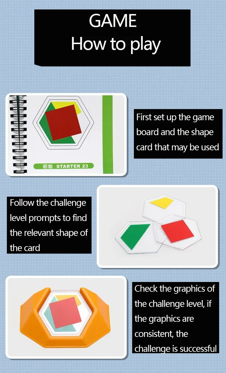 100 Challenge Color Code Puzzle Game – Interactive Tangram Jigsaw Board Educational Toy for Kids’ Spatial Learning