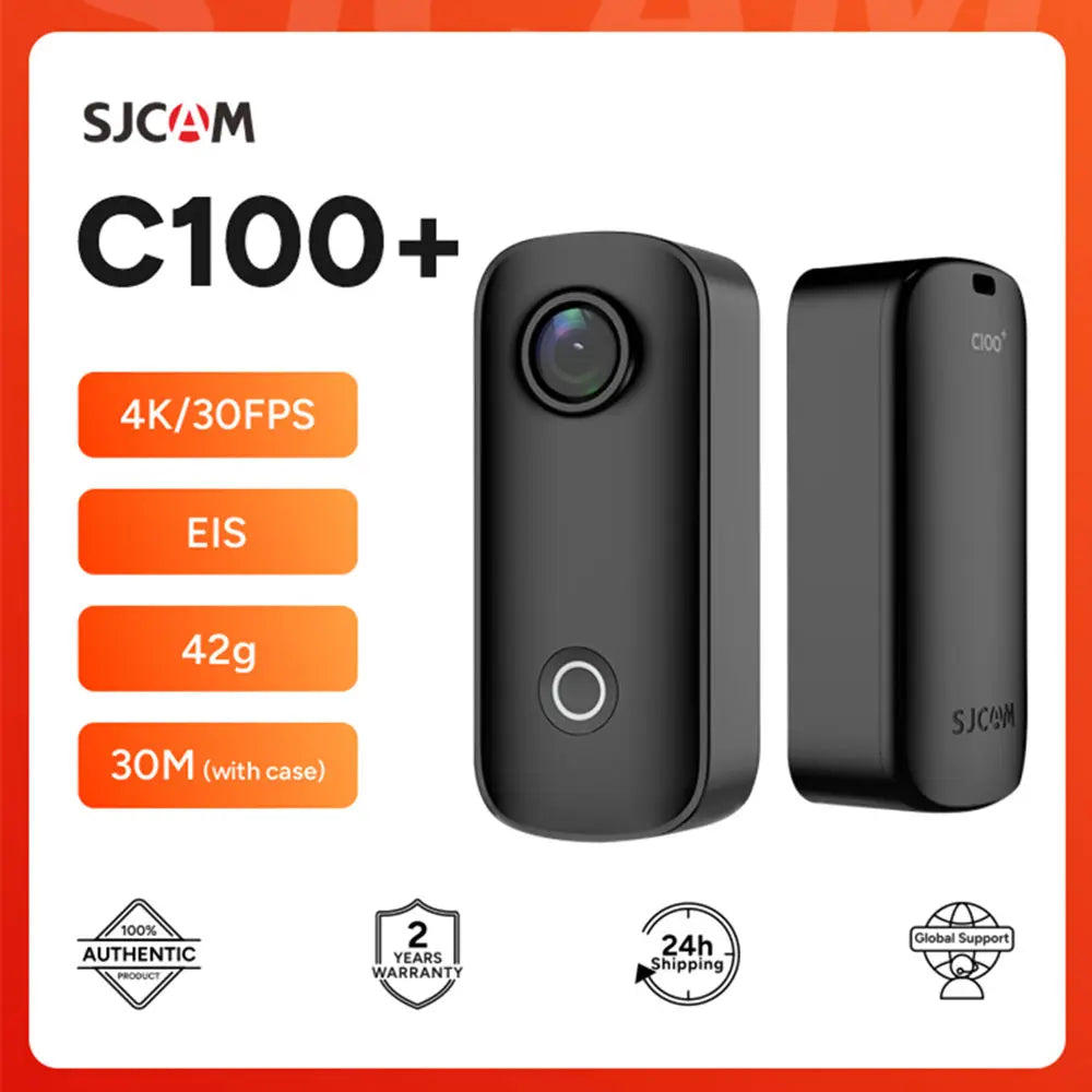 SJCAM C100 Plus 4K Action Camera – Mini Waterproof Sports Cam 30M, EIS Stabilization, WiFi, Helmet & Motorcycle Camera