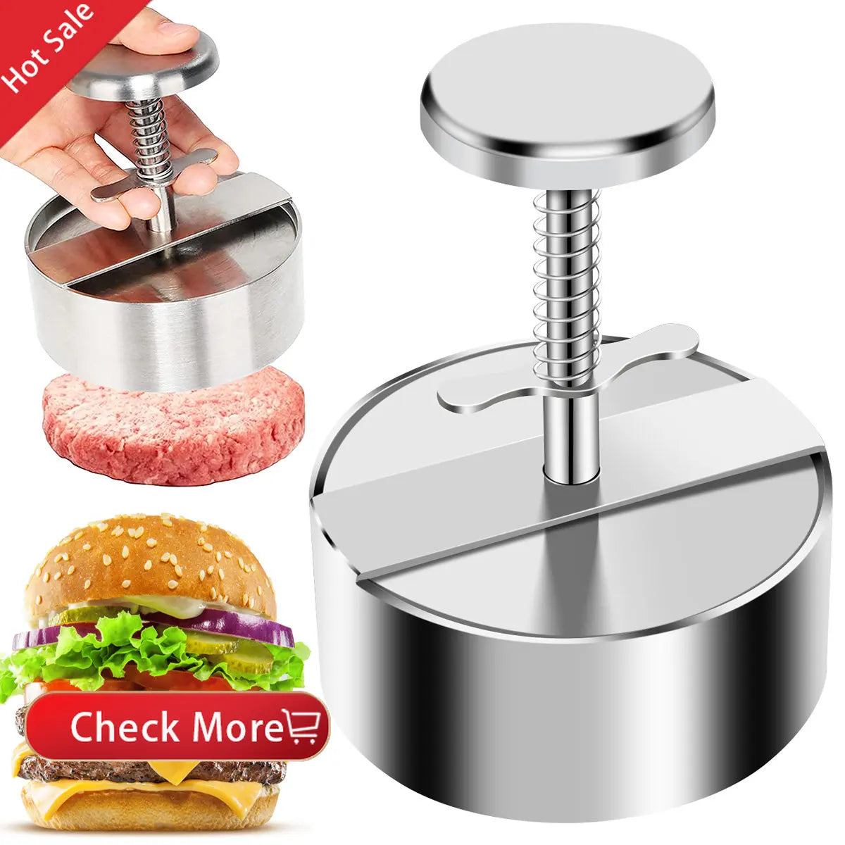 Stainless Steel Hamburger Press Non-Stick Burger Patty Maker