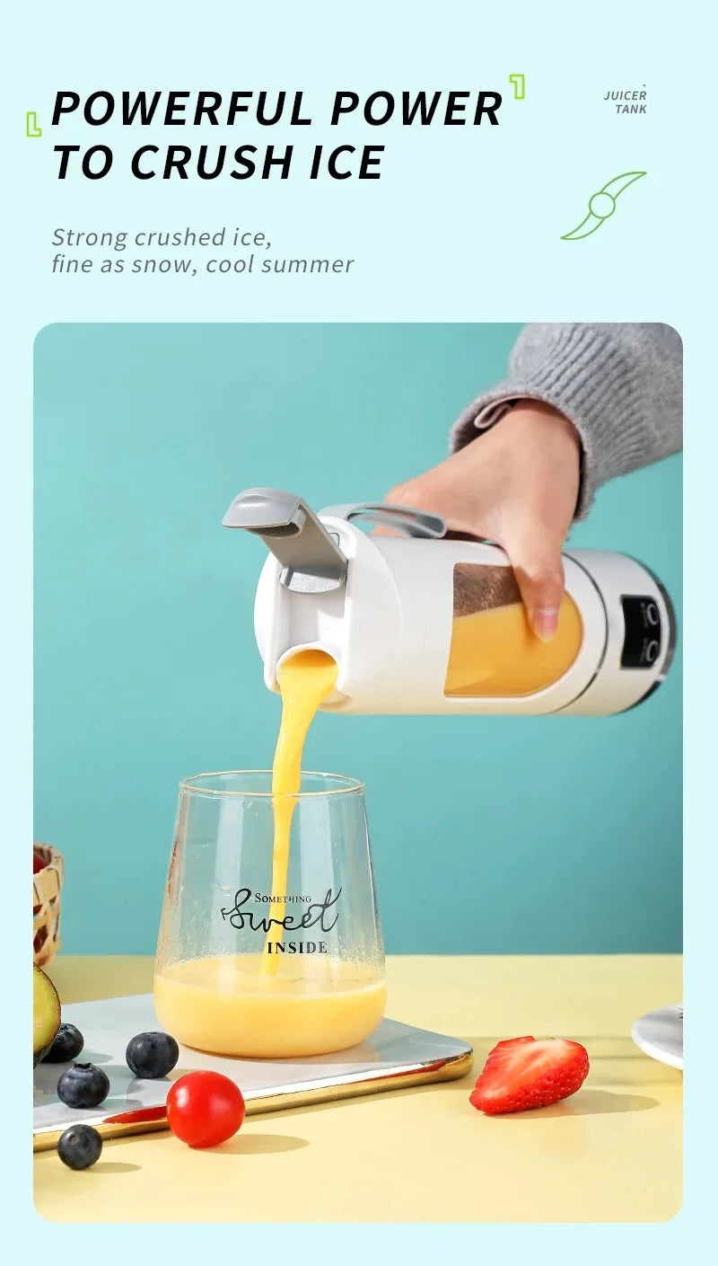 10-Blade Portable Fruit Juicer 450ml USB Rechargeable Blender