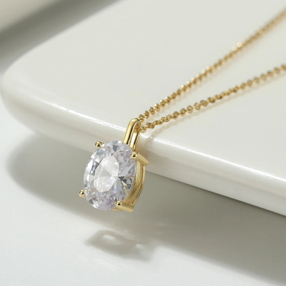 ORSA JEWELS 925 Sterling Silver Solitaire Cubic Zirconia Pendant Necklace – Classic Dainty Jewelry for Women