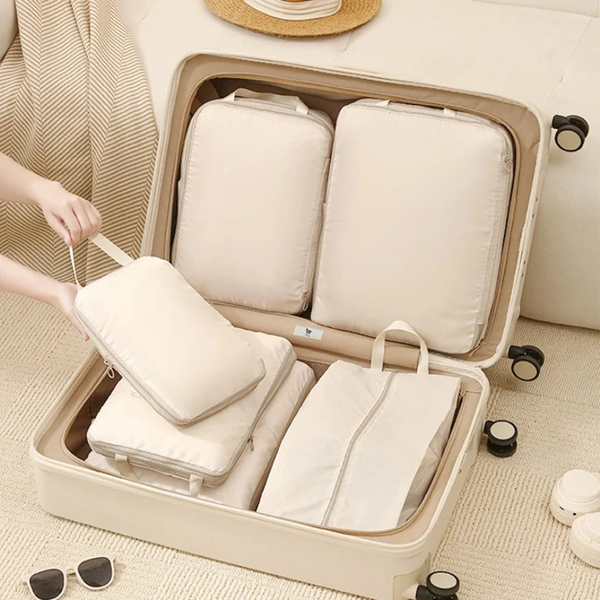4Pcs Set Travel Compression Packing Cubes Bag Organizers Waterproof Luggage Cases for Suitcase Clothes Portable Drawer Bags