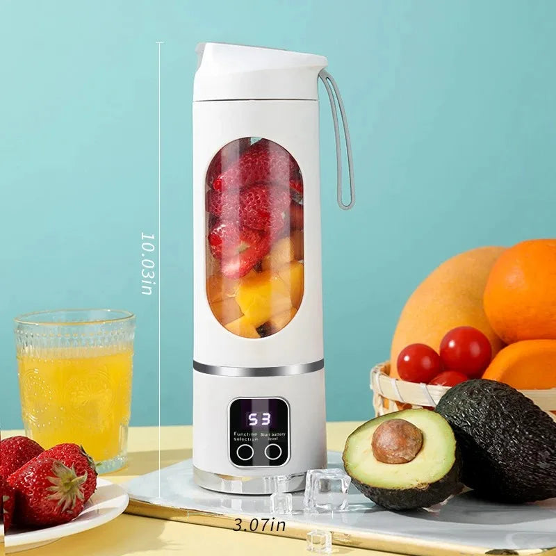 10-Blade Portable Fruit Juicer 450ml USB Rechargeable Blender