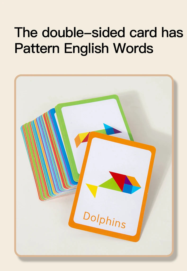 3D Wooden Tangram Puzzle – Montessori Educational Geometric Toy for Kids