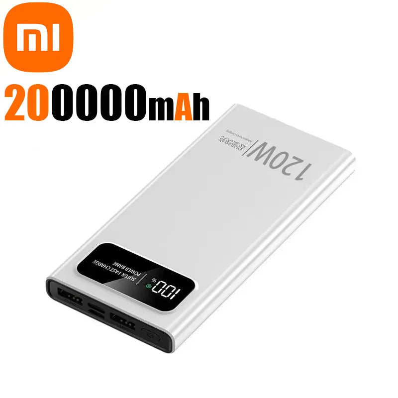 Xiaomi 200000mAh 120W Power Bank  Fast Charging Portable Mobile Power Ultralarge Capacity Digital Display External Battery ﻿