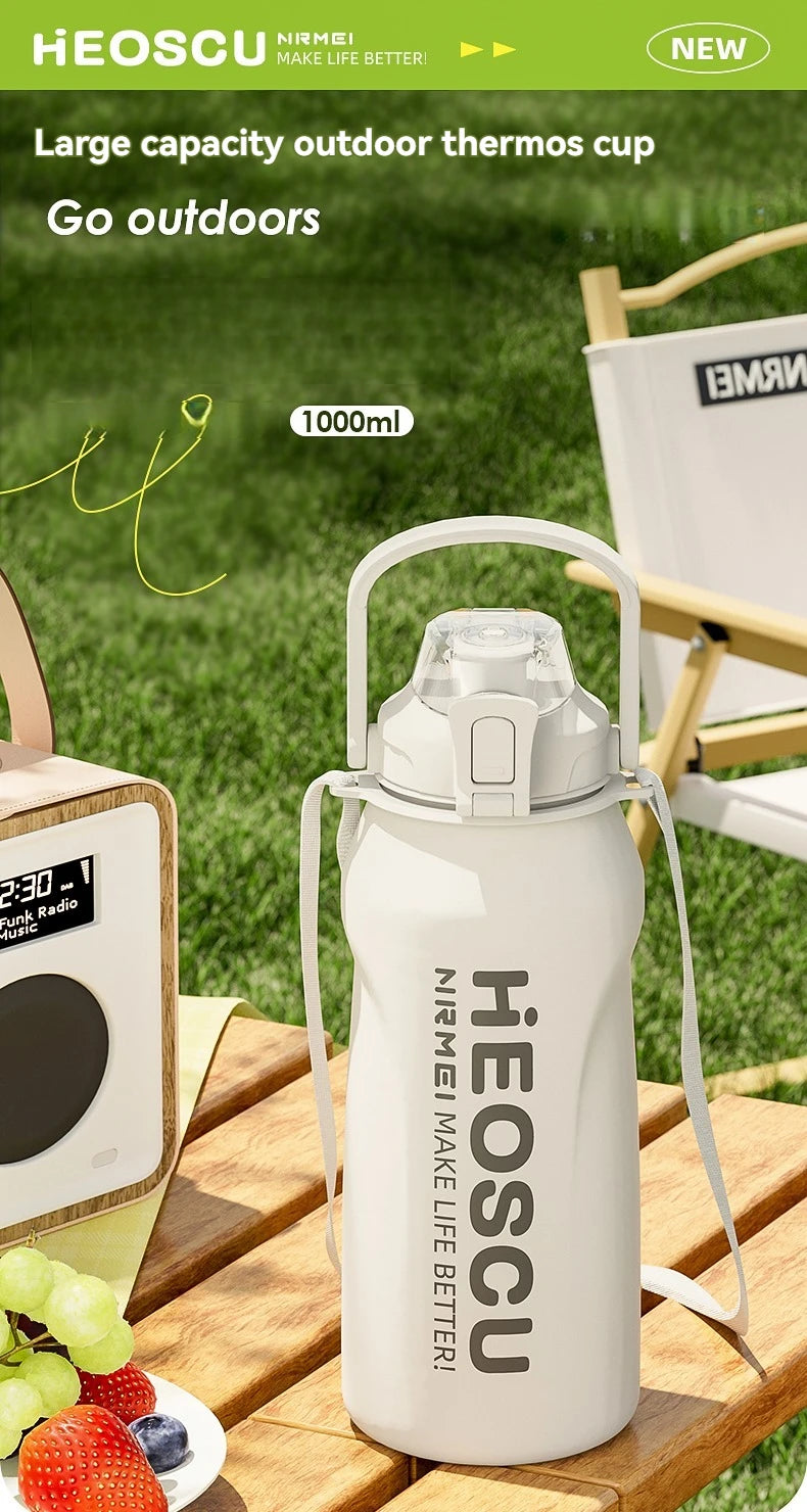 2L Thermal Water Bottle Vacuum Flasks Bottle Thermal Mug Tumbler with Straw large insulation Stainless Steel for travel Outdoor