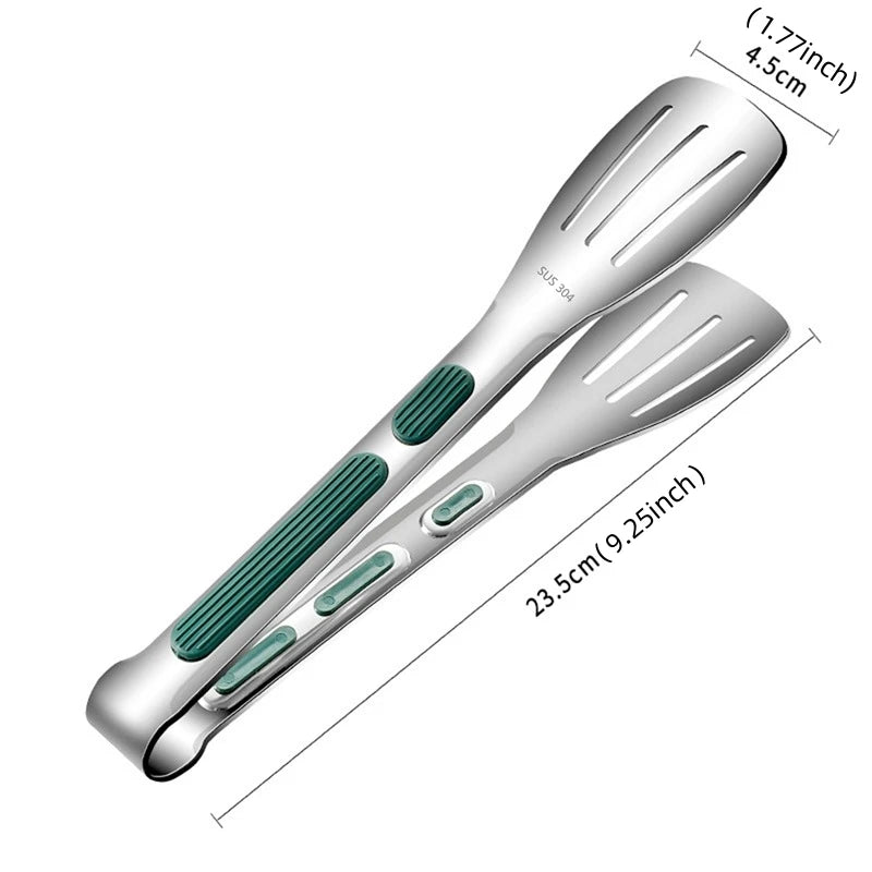 Non-Slip Stainless Steel Food Tongs – Meat, Salad & BBQ Clip