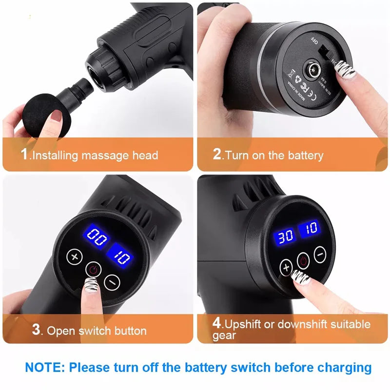 Fascial Massage Gun – Electric Percussion Pistol Massager for Deep Tissue, Muscle Relaxation, Neck & Back Pain Relief