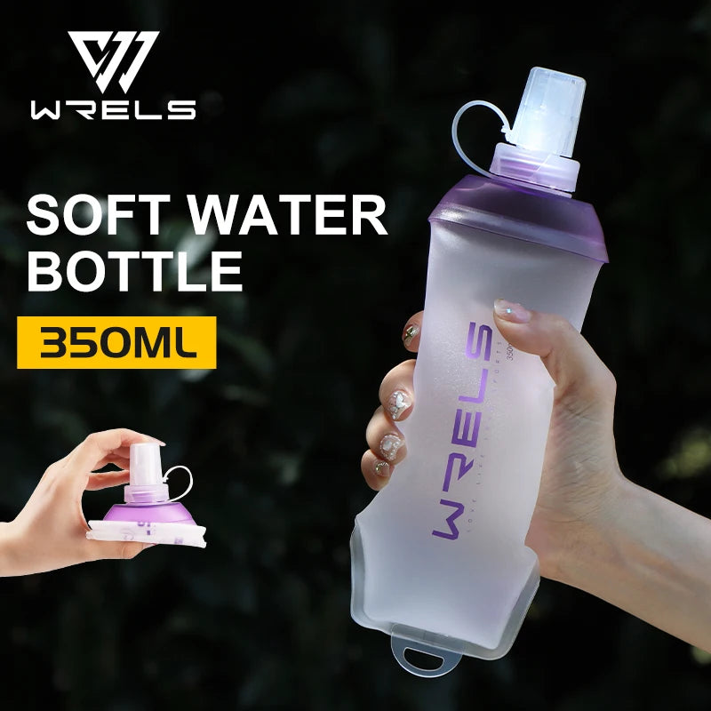 WRELS Foldable Silicone Water Bottle Outdoors Traveling Sport Running Cycling Kettle Healthy Soft Material TPU BPA-Free Kettle