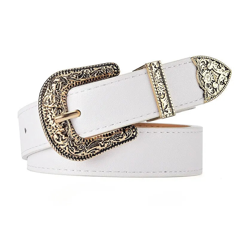 Vintage Carved PU Leather Belt – Punk Hip Hop Y2K Style Unisex
