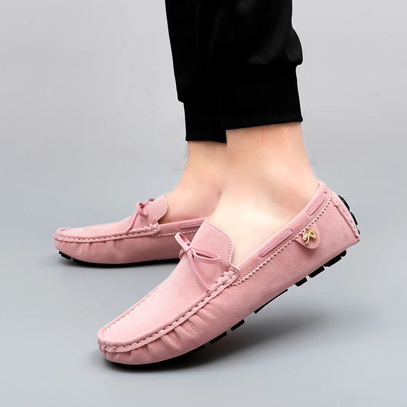 Pink Tassel Moccasin Loafers for Men – European Style Formal Dress & Party Shoes