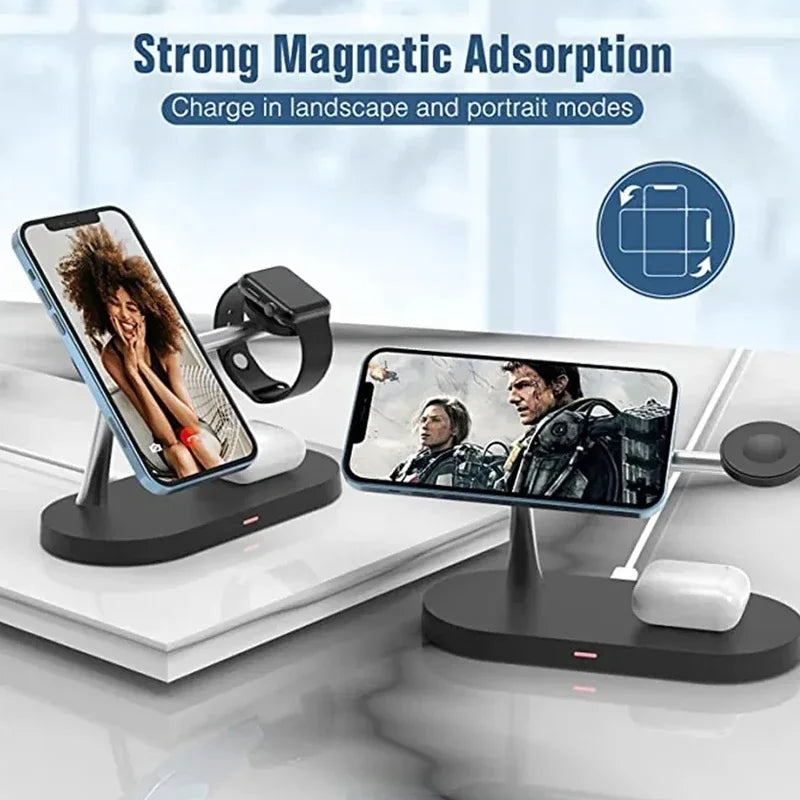 3 in 1 Wireless Charger Stand Magnetic For iPhone 12 13 14 15 16 Fast Charging Station for Apple Watch 9 8 7 6 5 Airpods 2 3 Pro