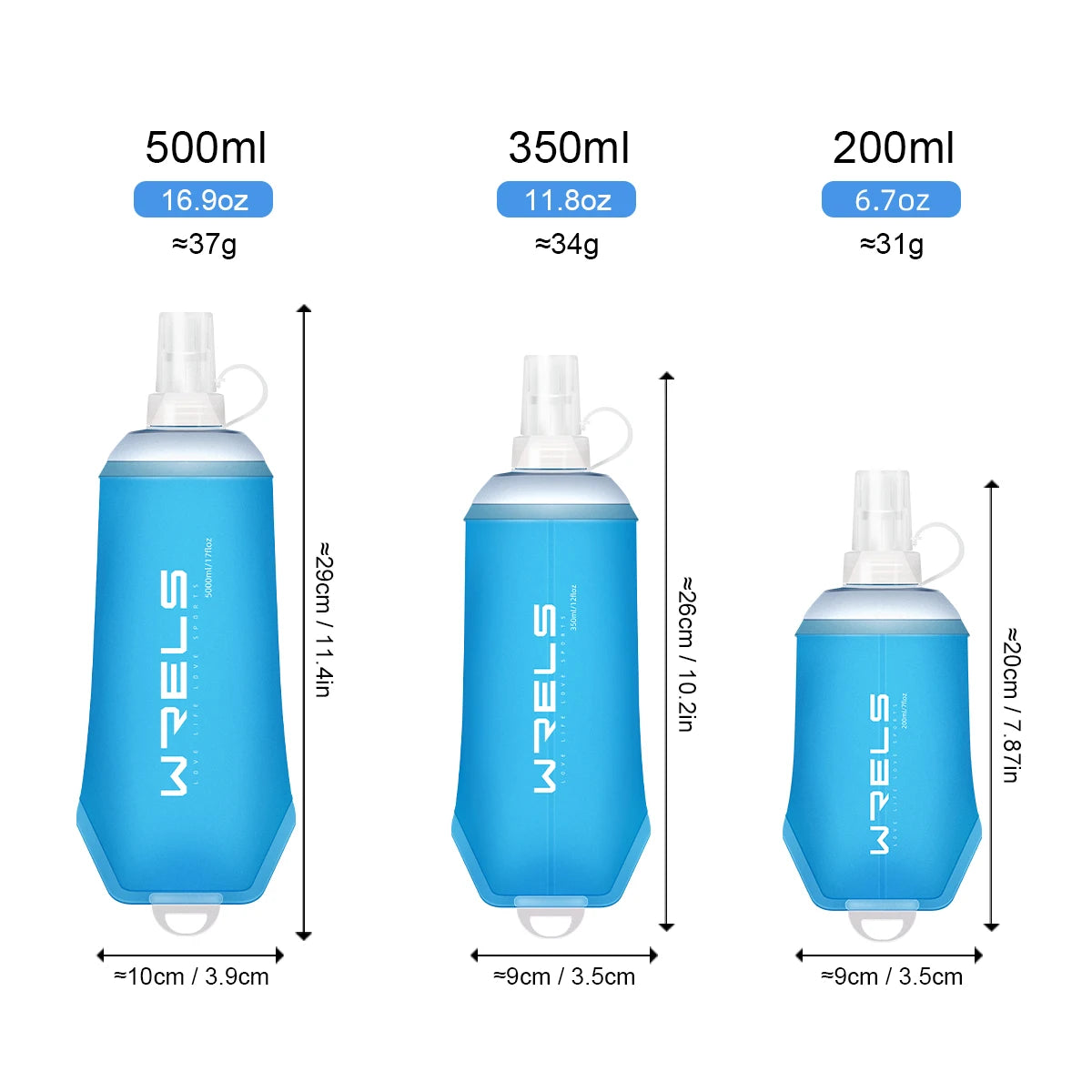 WRELS Foldable Silicone Water Bottle Outdoors Traveling Sport Running Cycling Kettle Healthy Soft Material TPU BPA-Free Kettle