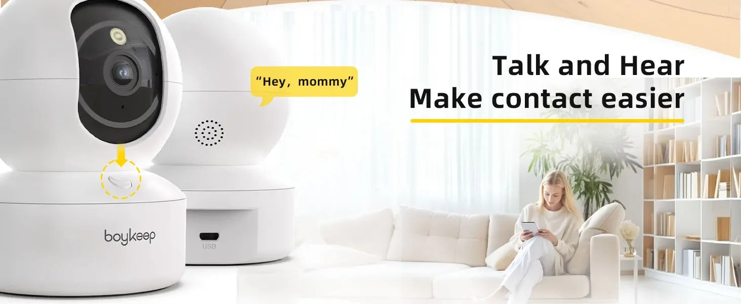 BoyKeep Smart Camera 2K WiFi Security Cam – 360° Indoor Baby Monitor with 5G/2.4GHz Dual-Band, Night Vision & Two-Way Audio