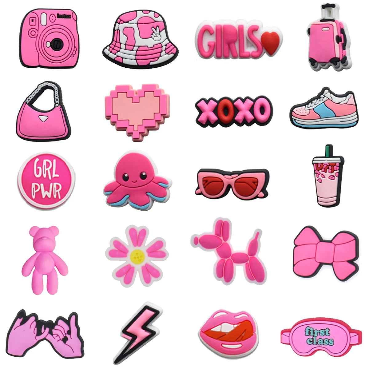 Hot Sales 1Pcs Pink Shoe Charms for Crocs Accessories Pin Shoe Wristband Croc Decorations Buckle Girls Women Party Gifts