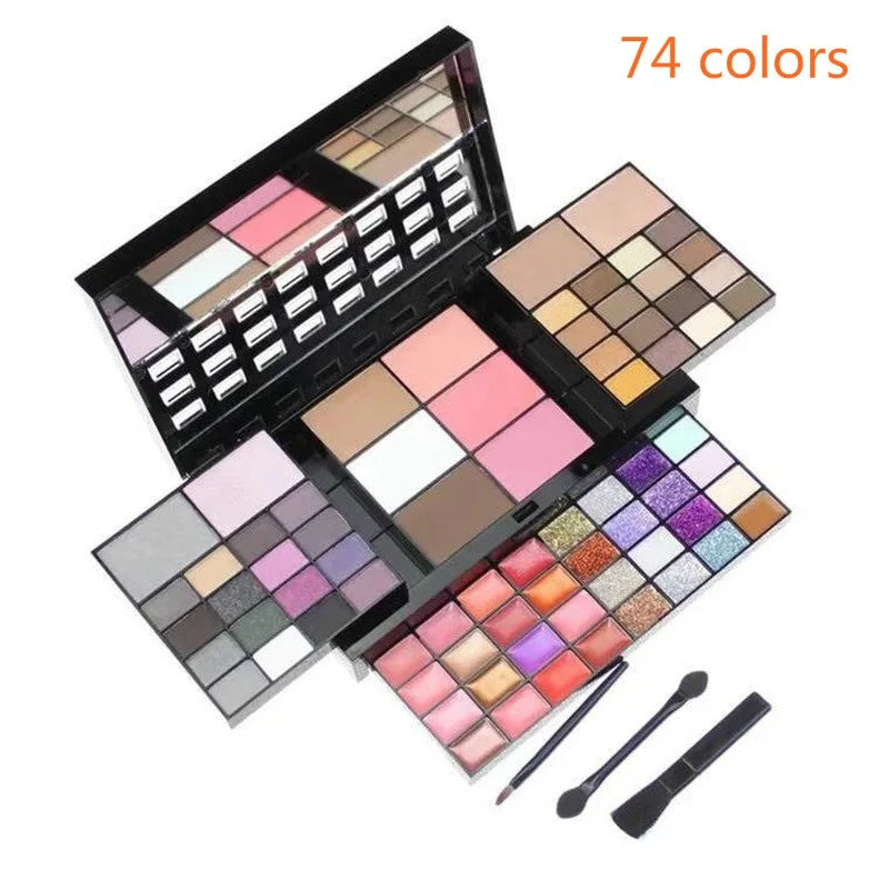 40/74/78 Color Eyeshadow Palette – Matte & Pearlescent Glitter Waterproof Makeup