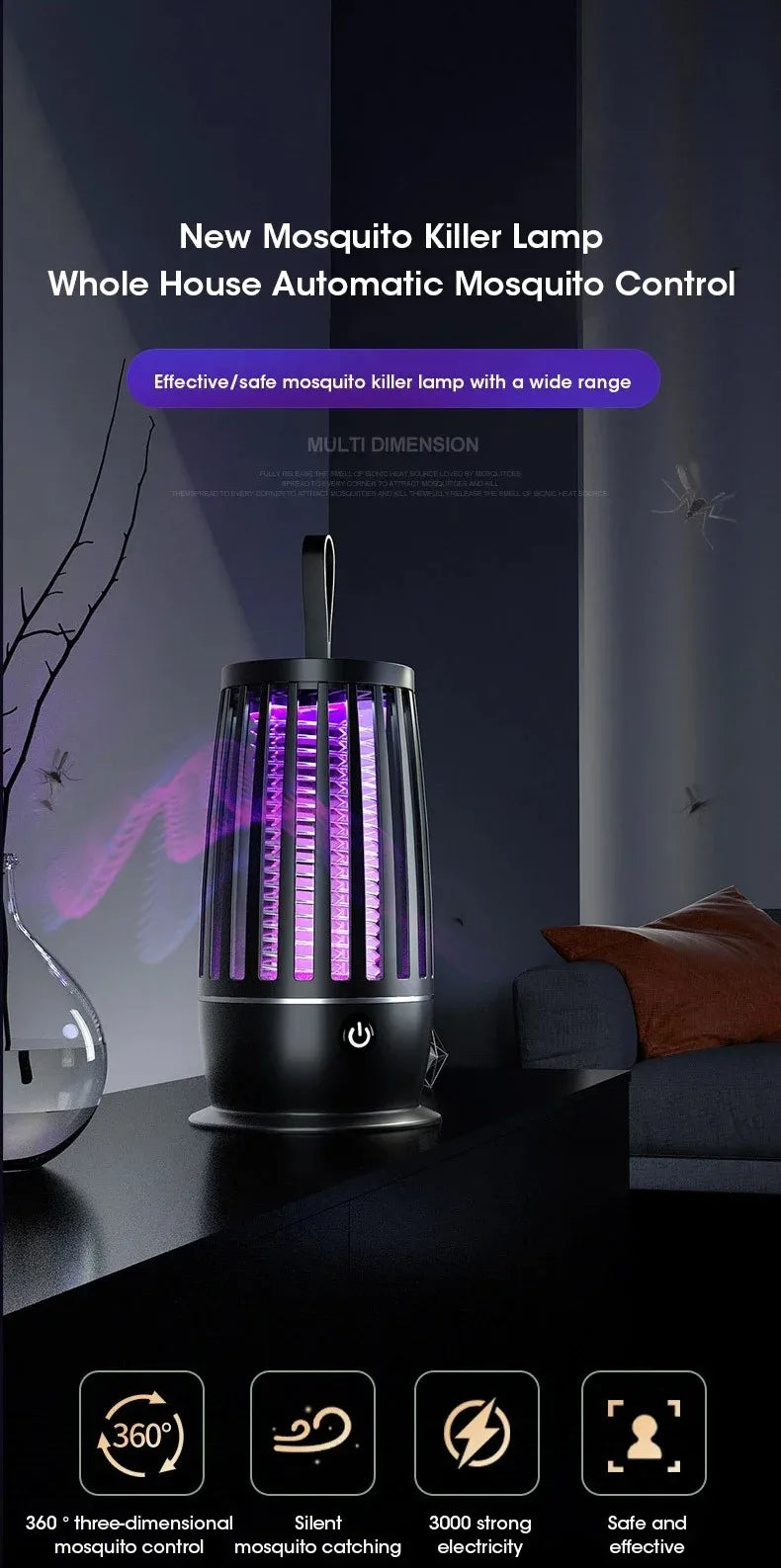 Portable Electronic Mosquito Killer Lamp – Electric Insect Zapper & Repellent Machine for Home & Outdoor Use