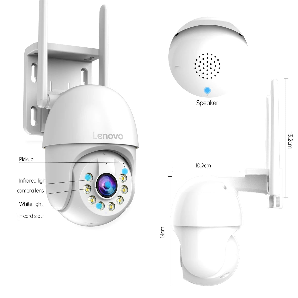 Lenovo 5MP Smart WiFi Outdoor PTZ Camera – 5x Zoom, Auto Tracking, ONVIF, Night Vision Security IP CCTV Camera