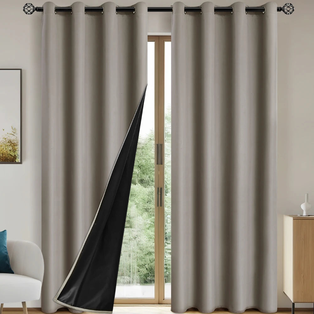1pc Solid Blackout Curtain with Grommets – Total Privacy Bedroom Drapes