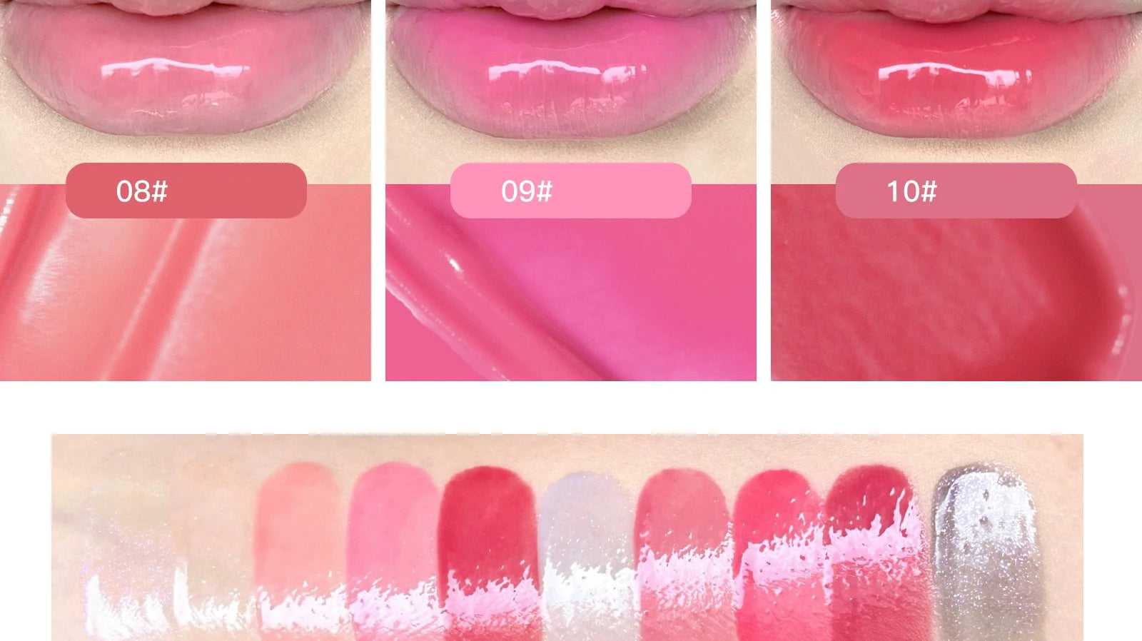 FLORTTE 10-Color Lip Palette – Glossy, Moisturizing & Pigmented Lip Gloss & Lipstick Set