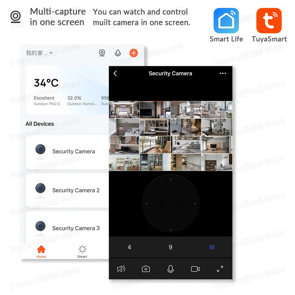 Fuers 5MP WiFi Indoor Camera AI Tracking Smart Home Security Baby Monitor