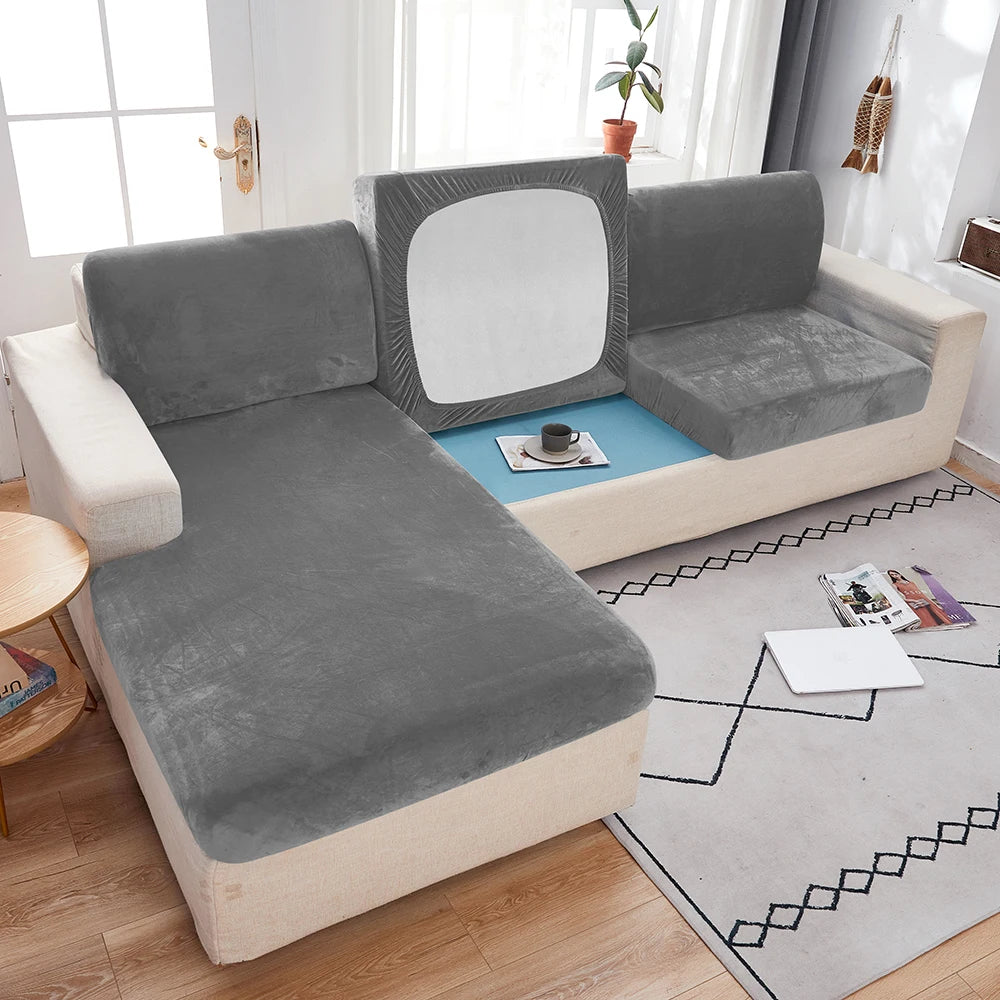 Plush Elastic Sofa Slipcover – Anti-Slip Couch Cover for Home & Office