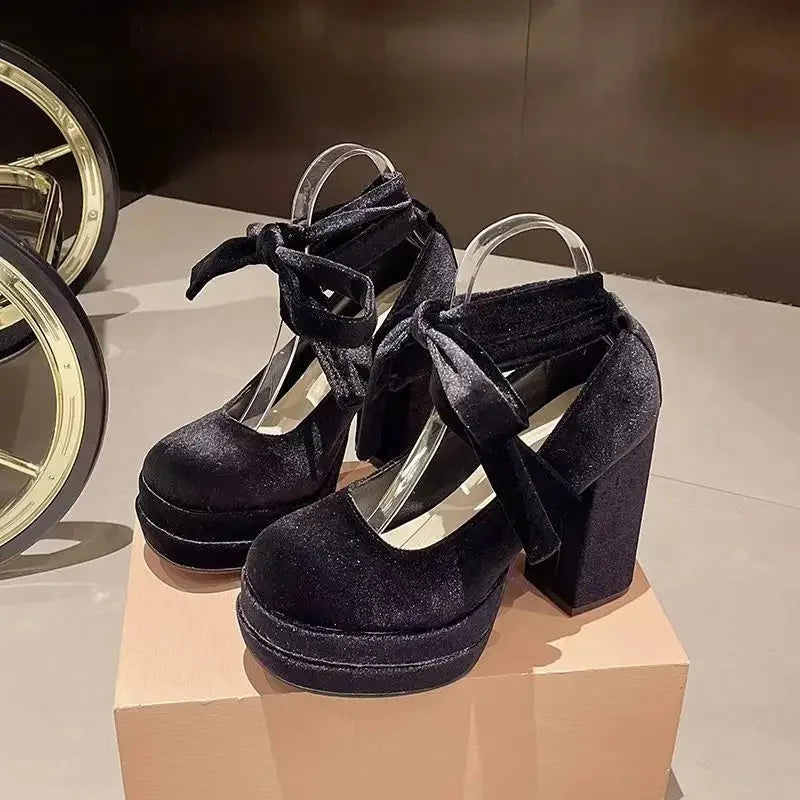 Retro Pink Mary Janes High Heels – French Thick Heel Wedding & Party Shoes for Women