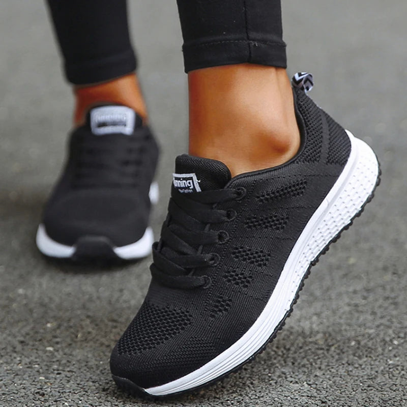 2025 Women’s Breathable Mesh Sneakers – Fashionable Lace-Up Trainers for Comfort & Style