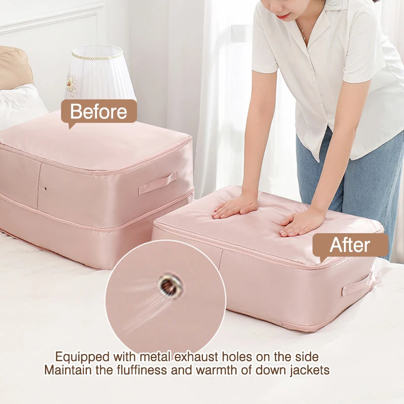 1pc Compression Organizer Bag Large Capacity Down Jacket Duvet Storage Bag Foldable Luggage Suitcase Organizer Compressed Travel