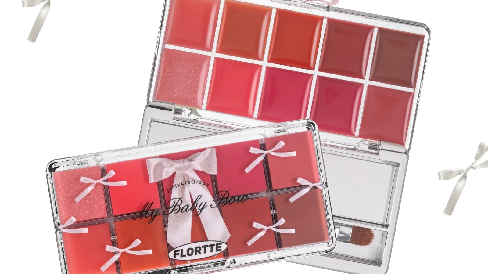 FLORTTE 10-Color Lip Palette – Glossy, Moisturizing & Pigmented Lip Gloss & Lipstick Set